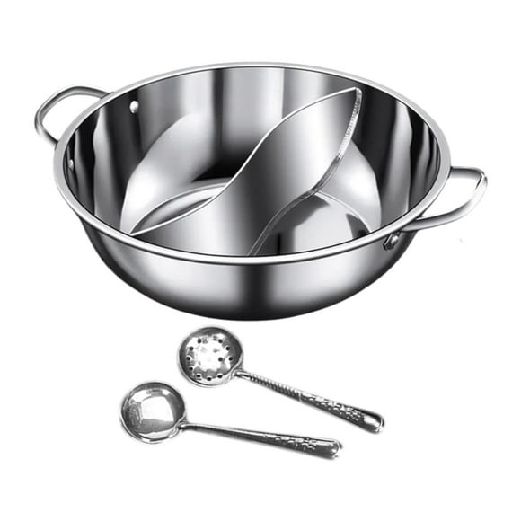 TISHITA Shabu Shabu Hot Pot Two Flavor Soup Pot Cookware Practical Stainless Steel Chinese Double Sided Pot Set for Home Restaurant 36cm