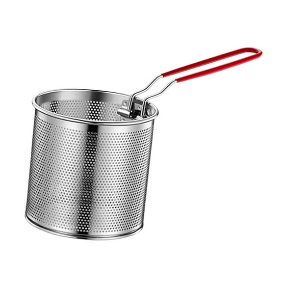 TISHITA Stainless Steel Deep Fryer Basket Kitchen Fry Basket Multifunction Deep Frying with Handle for French Fries Spaghetti Serving 12cm