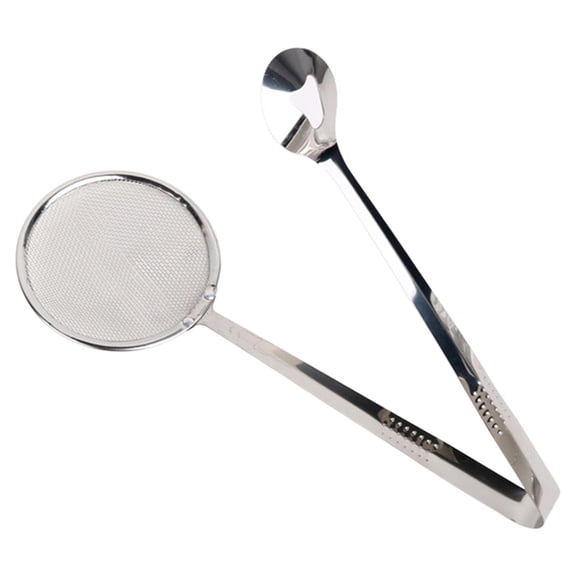 TISHITA Stainless Steel Fine Network Sieve, Oil Roast Filter Spoon Colander, Skimmer, 2 in 1, Snack Fry -fry -fry -sieve for Fried Feed, Salad, Salad