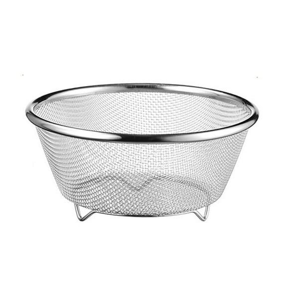 TISHITA Stainless Steel Rice Basket Fine Mesh Basket Multipurpose Stainless Steel Portable Fruits Drain Basket Strainer for Vegetable Large