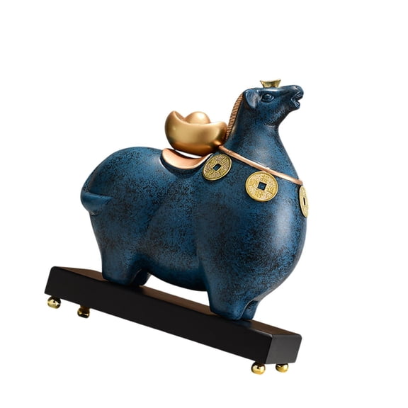 TISHITA Standing Horse Statue Convenient Animal Figurine for Living Room Study Room Blue