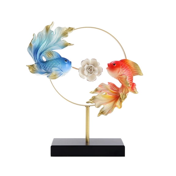 TISHITA Statue Animal Sculpture Figurine Craft Decorative Desktop Ornament for Cabinet Shelf Desktop Living Room Decor Blue Red