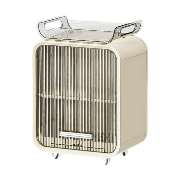 TISHITA Storage Bottle Storage Rack Removable Drain Tray Portable with Door Organizer Drying Rack for Bedroom Beige Tall