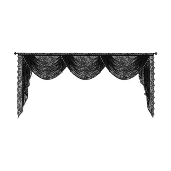 TISHITA Swag Valance Vintage Design Elegant Waterfall Window Valance Decorative for Curtains Living Room Bedroom Kitchen Bathroom Black