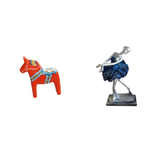 TISHITA Swedish Dala Horse Ballerina Dancer Ornament Collectible Dalecarlian Ballet Girl Figurine Animal Modern Sculpture for Bookshelf Entrance Cabinet Home