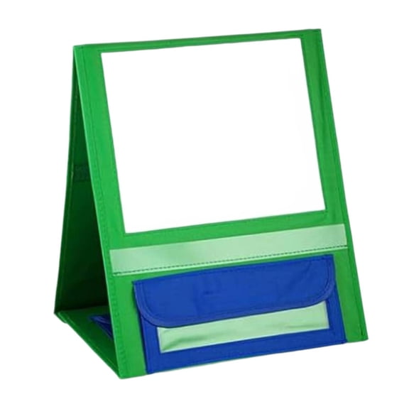 TISHITA Table Top White Board Foldable Desktop Pocket Chart Stand Portable Small Dry Erase Board Oxford Cloth Material Double Sided Drawing Board with Pen Case Suitable for Classroom Green