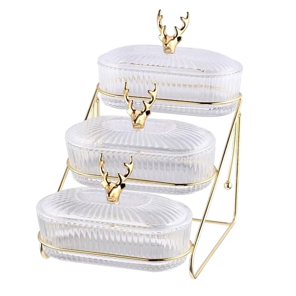 TISHITA Tired Fruit Bowl Glass Dried Fruit Dish Food Platter Transparent Fruit Serving Tray Glass Fruit Tray for Cupcake Home Wedding