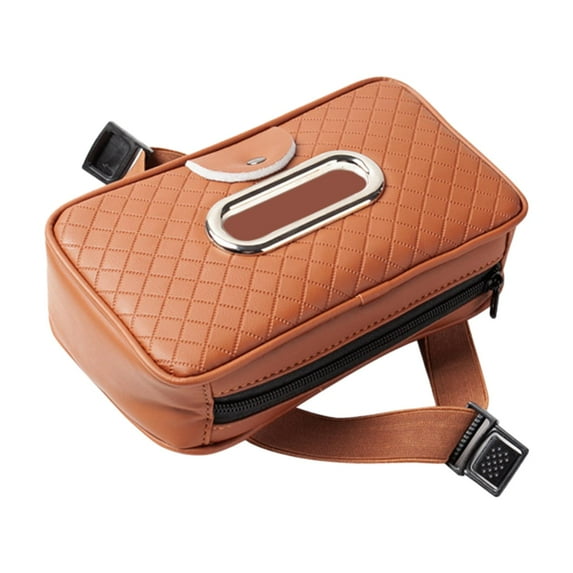 TISHITA Tissue Holder Car Armrest Napkin Box Backseat Tissue Organizer for Boat RV Multipurpose PU Leather with Elastic Strap Brown
