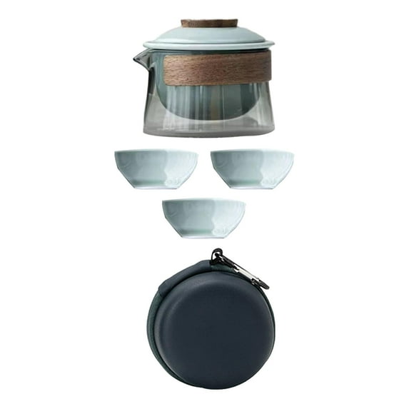 TISHITA Travel Tea Set Chinese Tea Set 1 Pot 3 Mini Cups Teapot and Cup Set Teaware for Thanksgiving Climbing Hiking Outdoor Activity D