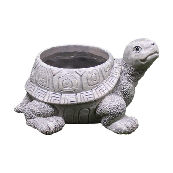 TISHITA Turtle Planter Pot Flower Pot Creative Tabletop Resin Flowerpot Flower Pot for Lawn Gift Bookshelf Home Decorations Gray