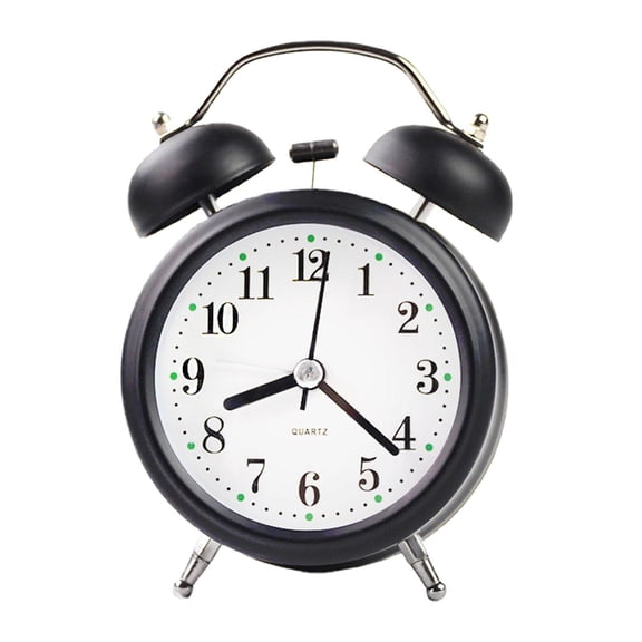 TISHITA Twin Bell Alarm Clock Loud Alarm Clock Creative Desk Table Clock Bedside Wake up Clock Analog Alarm Clock for Bedside Bedroom Black