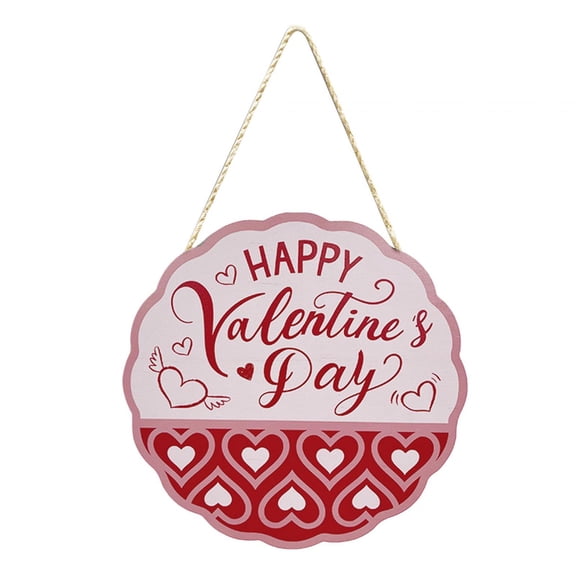 TISHITA Valentine's Day Wooden Hanging Sign Door Sign Decorative Hanging Decoration Wall Plaque Ornament for Festival, Proposal, Home Round