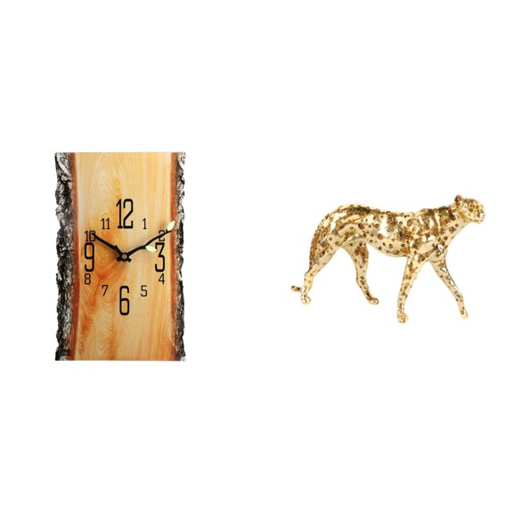 TISHITA Wall Clock Non Ticking Silent Decorative Cheetah Figurine Modern Tabletop Ornament Realistic Cheetah Statue Resin Structure Suitable for Coffee House Counter Kitchen Home Decoration