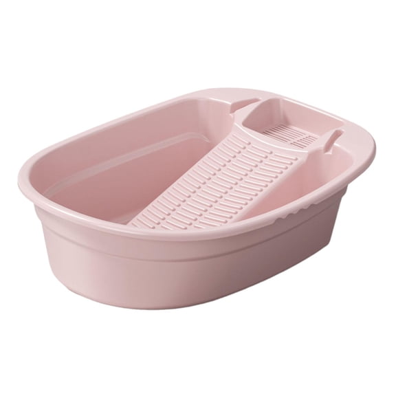 TISHITA Washboard Basin,Cleaning Basin,Home,Multipurpose,Portable,Washtub Washboard Basin,Wash Tub with Washboard for Household,Pants , Pink