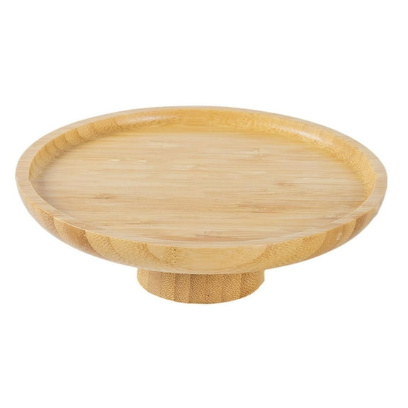 TISHITA Wooden Cake Stand Tea s Holder Bamboo Serving Tray Dessert Display Plate for Snack Muffins Anniversaries Centerpiece Light Yellow L