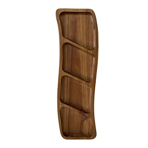TISHITA Wooden Tray for Party Dish Food Fruit Divided Serving Tray 4 grids