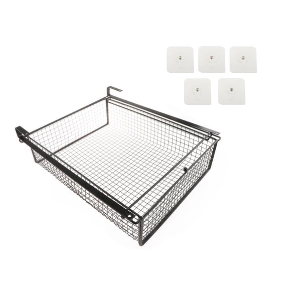 TISHITA under Desk Organizer Drawer Hanging under Desk Box Pull Out Table Shelf under Shelf Storage Basket for Pantry Desktop Clothes Black