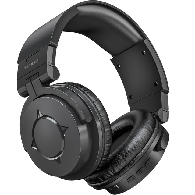 TISHORE Wireless Bluetooth over Ear Headphones, Foldable with Microphone, Noise Cancelling, Black