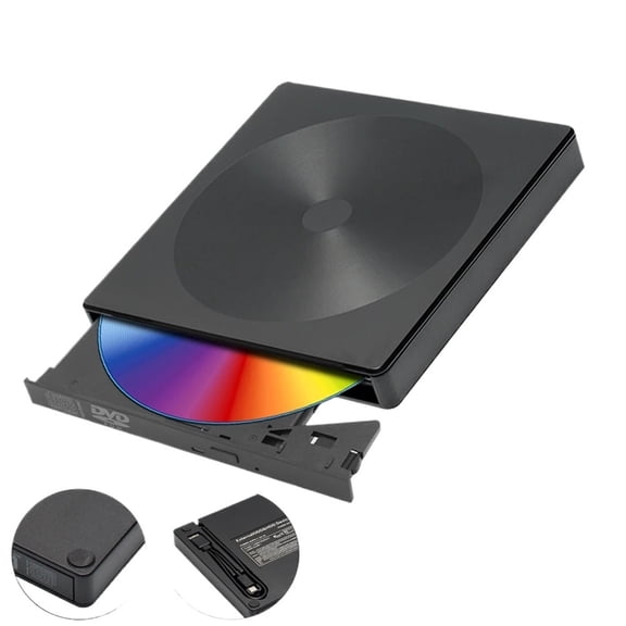 TISHRIC External CD DVD Reader USB2.0/3.0/Type-c External Disk Drive CD-ROM DVD-ROM Optical Only Read For Laptop Desktop PC