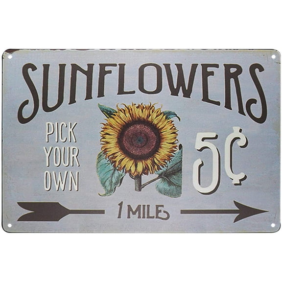 TISOSO Colorful Sunflowers Pick Your Own Vintage Retro Metal Tin Signs Wall Art Country Pallet Plaque Garden House Signs Size 8"X 12" Inches