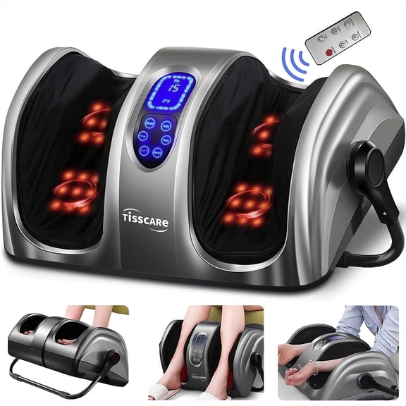 TISSCARE Shiatsu Foot Massager with Heat: FSA HSA Eligible Foot Massager for Neuropathy, Plantar Fasciitis and Pain Relief-Massage Feet/Leg/Calf/Ankle at Home/Office, Gifts for Women and Men(Gray)