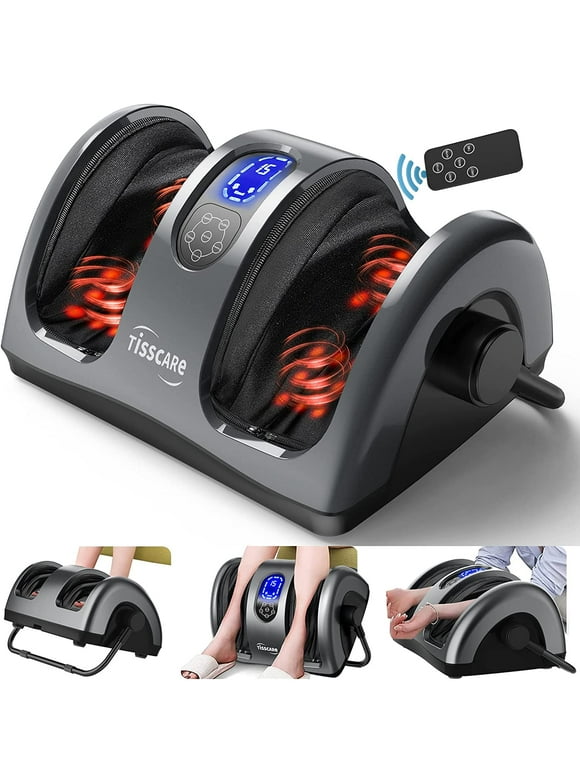 TISSCARE Shiatsu Foot Massager Machine with Heat- Kneading for Pain Relief, Plantar Fasciitis- Gray
