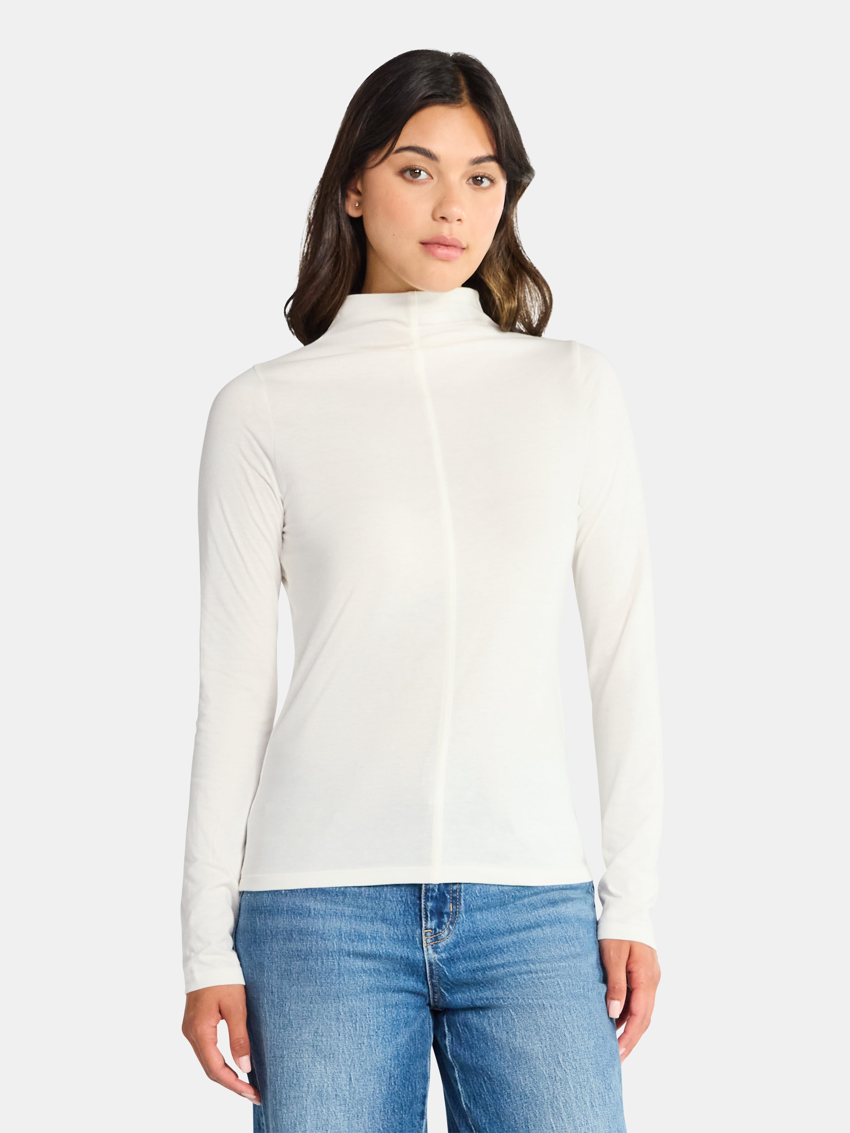 Time and Tru Women's Tissue Like Turtleneck Top, Sizes XS-XXXL