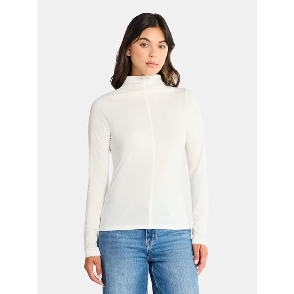 Time and Tru Women's Tissue Like Turtleneck Top, Sizes XS-XXXL