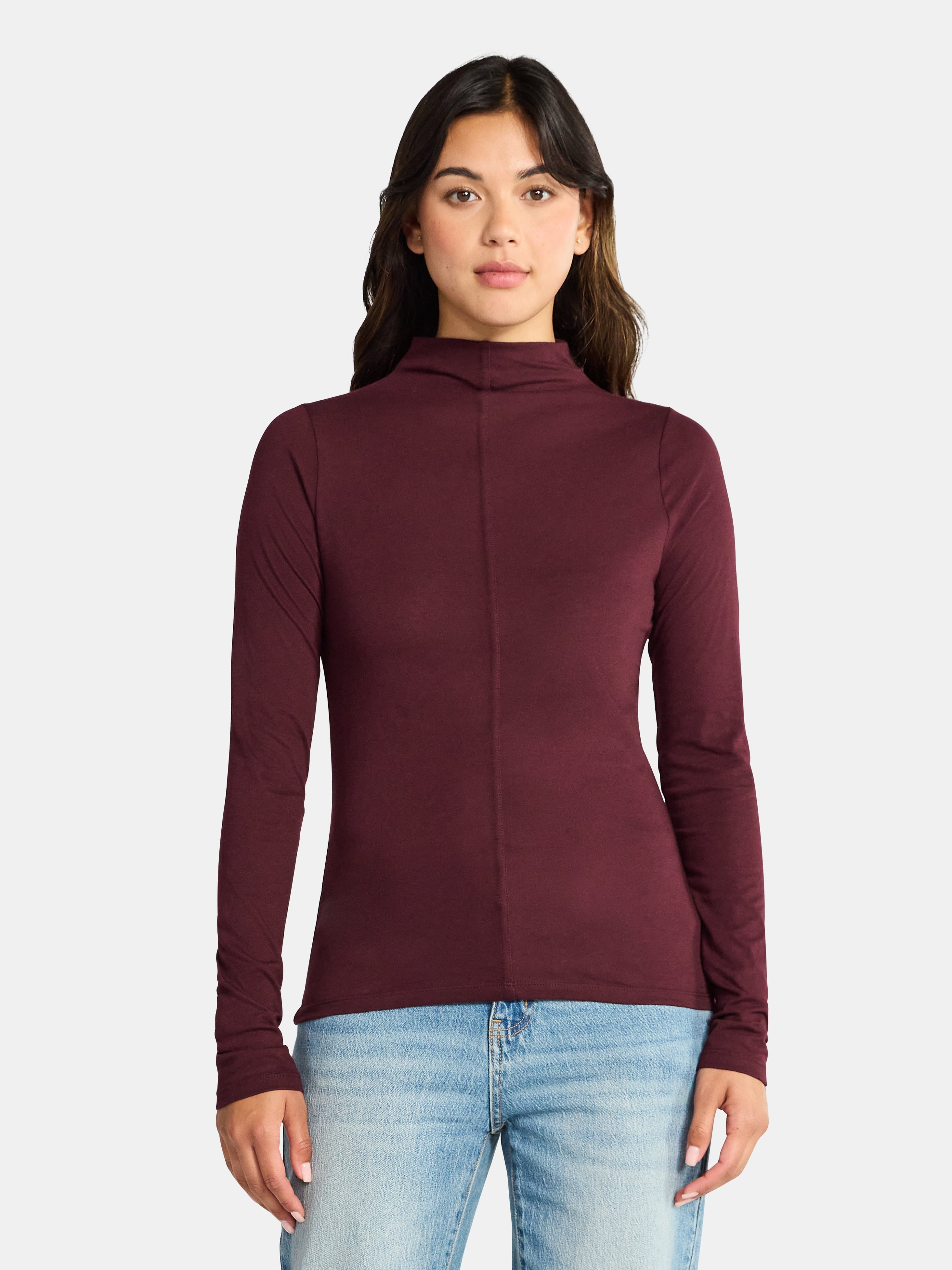 Time and Tru Women's Tissue Like Turtleneck Top, Sizes XS-XXXL