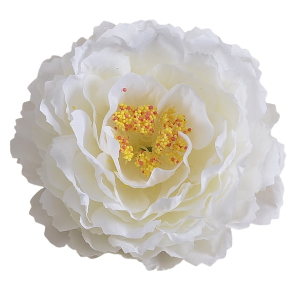 TISUDYE 5 Inch Peony Flower Hair Clip Bridesmaid Pin Up Flower Brooch for Wedding Party Festivals Silk Peony Flower Heads( White)