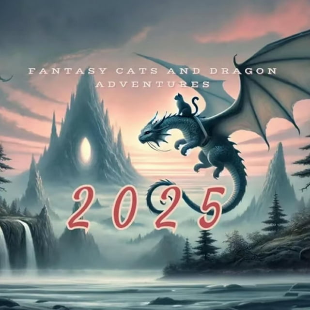 TISUDYE Clearance 2025 Cat Dragon Calendar January 2025 December