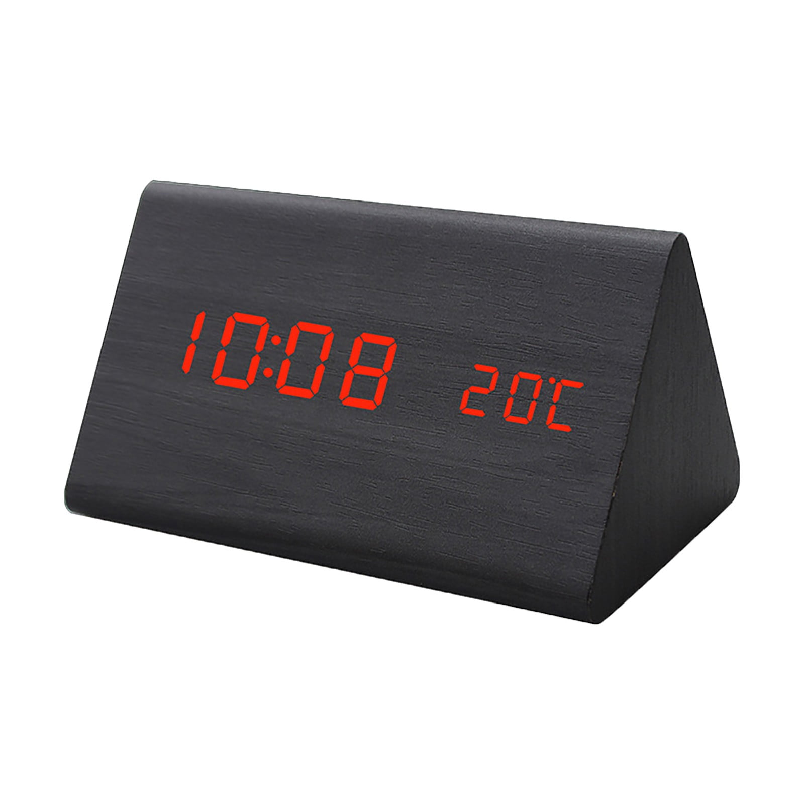 TISUDYE Clearance Digital Alarm Clock TriangleWooden Clock With LED