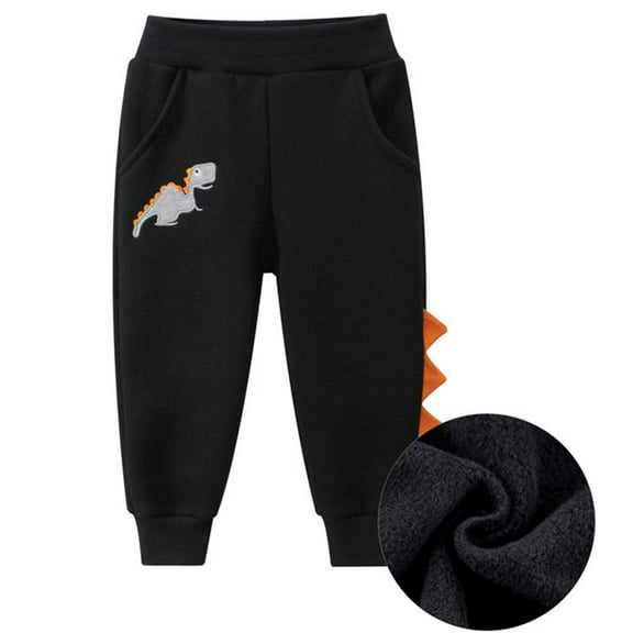 TITAKING Kids's Winter Fleece-Lined Sweatpants Cotton Blend Black
