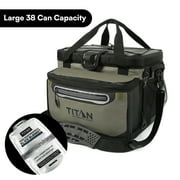 Titan by Arctic Zone 38-Can 25-Quart Iceless Zipperless Soft Cooler with Ice Blanket, Olive Green