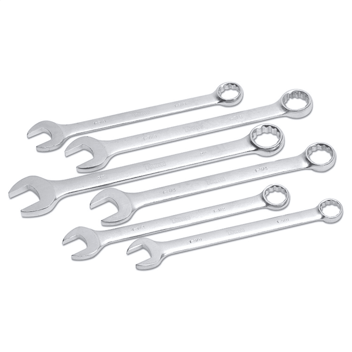 Titan 17676 6-Piece 1/2-Inch Drive SAE Jumbo Crowfoot Wrench Set – Chrome Vanadium Steel, Mirror Polish, Includes Storage Rail (Sizes 1-5/8 To 2-1/4 Inch)