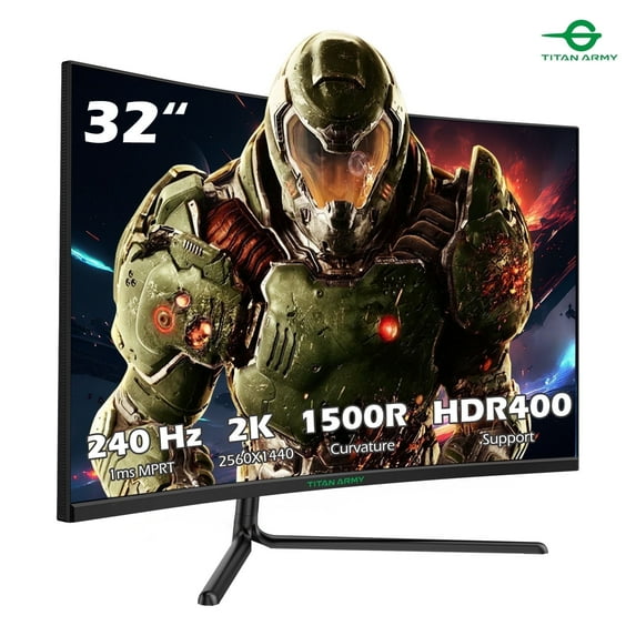 Curved Gaming Monitor TITAN ARMY 32inch 2560x1440 VA, 240Hz 1ms Adaptive Sync HDR400 Low Blue Light