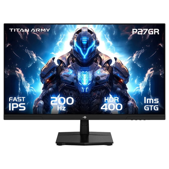 TITAN ARMY P27GR 27 Inch 2K QHD Flat Gaming Monitor, 200Hz Fast IPS 1ms GTG, HDR400, Low blue light, Anti-glare, Flicker free, 99% sRGB, 2xHDMI/DP