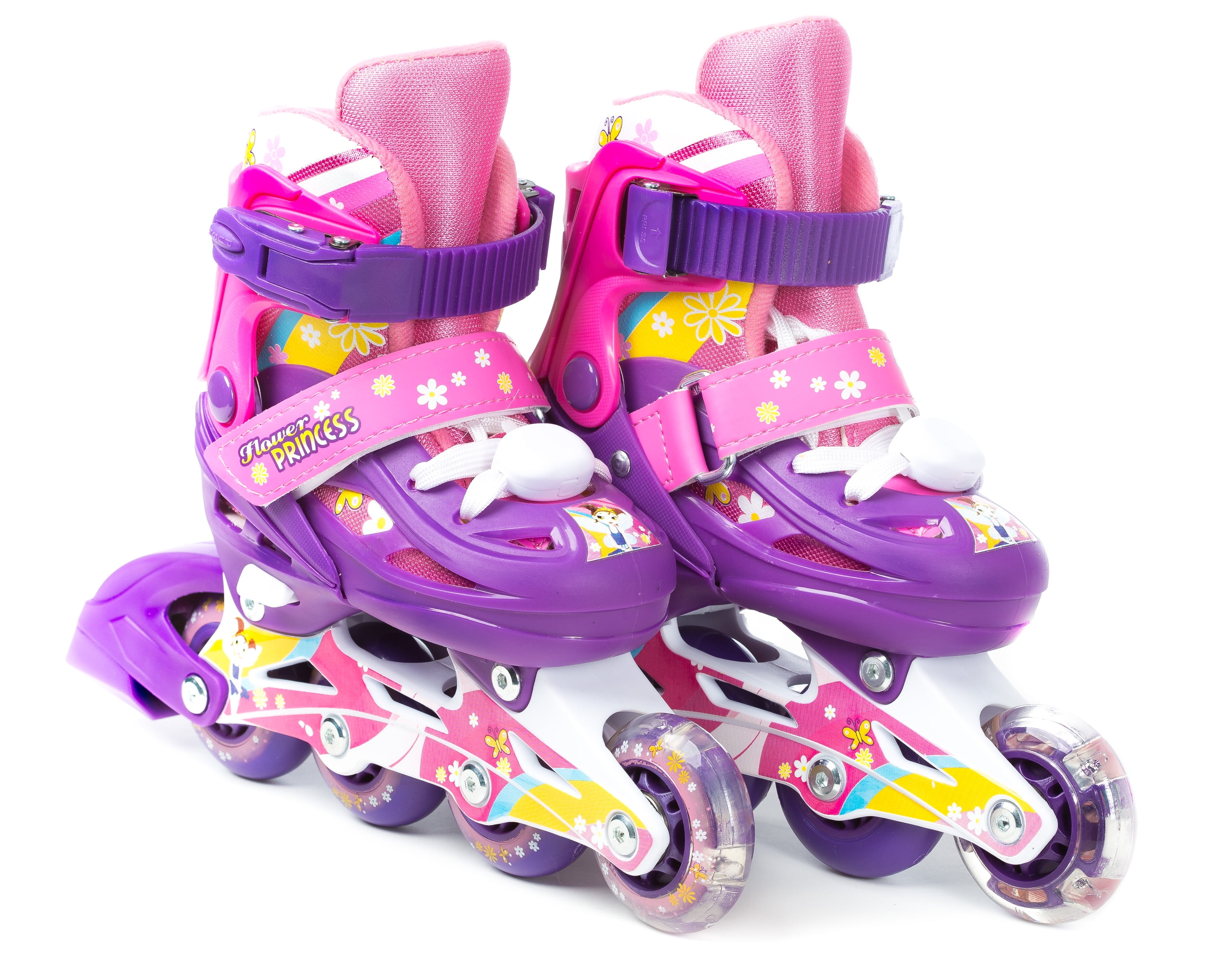 TITAN Flower Princess Girls Inline Skates with LightUp LED Laces and