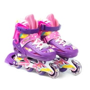 TITAN Flower Princess Girls Inline Skates with Light-Up LED Laces and Wheel, Youth Size Small