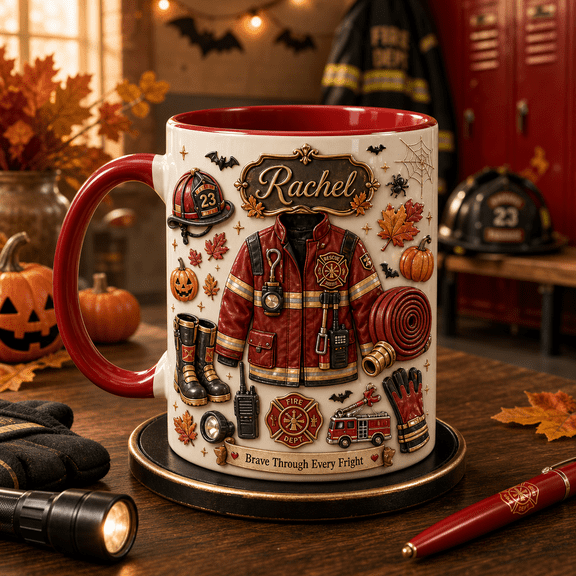TITAN HARBOR Halloween Firefighter Mug Rachel Fall Rescue Gift