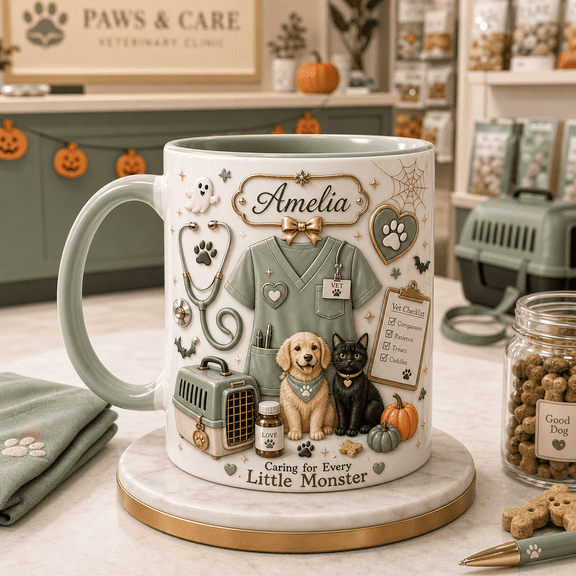 TITAN HARBOR Personalized Veterinarian Mug Caring For Every Little Monster