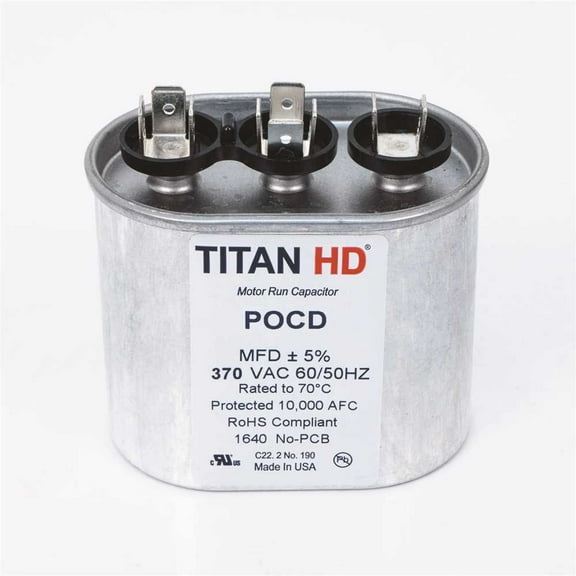 Titan Hd Oval Motor Dual Run Capacitor,440-370VAC POCFD205A