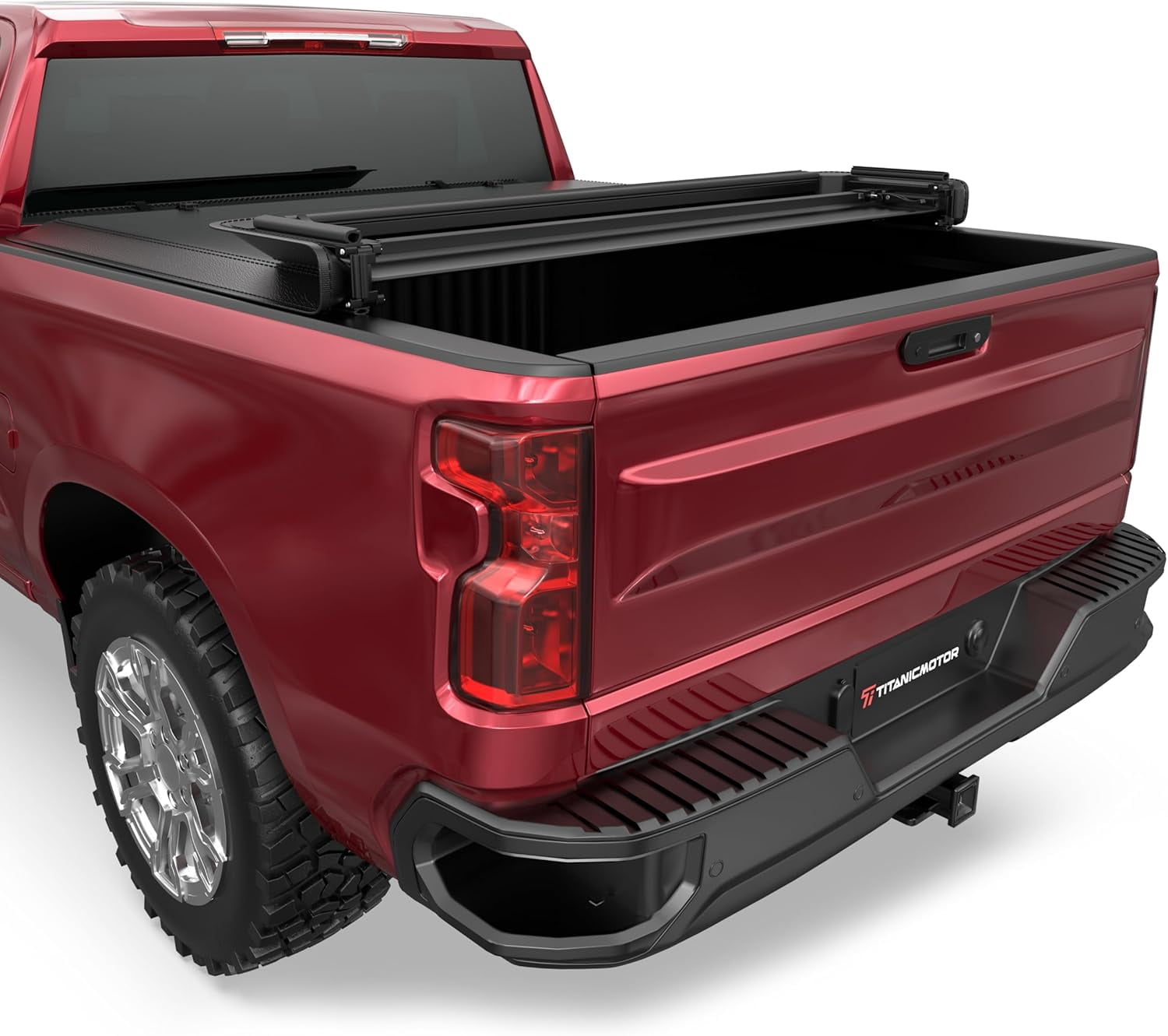 TITANICMOTOR 4-Fold 5.8FT 69.6Inch Tonneau Cover Truck Bed for 2014-19 Chevy Silverado GMC Sierra 1500