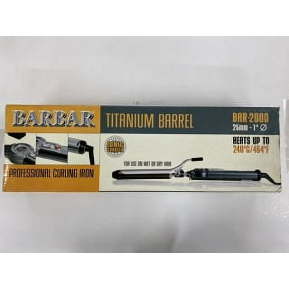 TITANIUM BARREL/ IONIC CHARGER  CLIPS  1" CURLING IRON  BY BARBAR  240C/464F