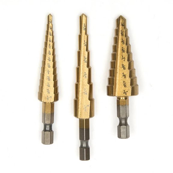TITANIUM Step Drill Bit Set Unibit Industrial Reamer reaming 28 SIZES 1/8 - 3/4"