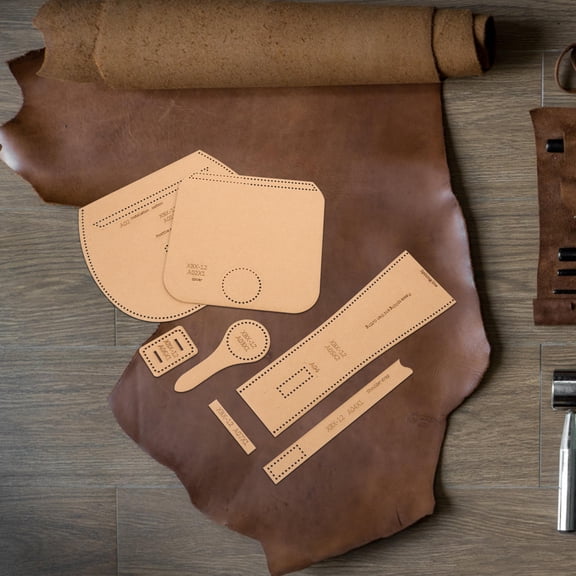 TITINICE 1 Set Wallet Making Template Cowhide Cardboard Light Brown for Professionals Use