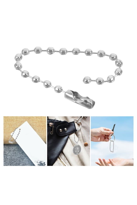 100Pcs Plated Silver Ball Beading Chains for Keychain Supplies and Creative DIY Purse Accessories