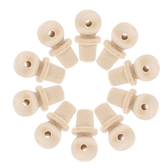 TITINICE 10Pcs Beige Wooden Bottle Caps Smooth Surface Versatile Use for Kitchen Bottles