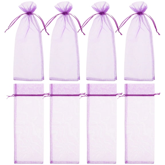 TITINICE 10Pcs Lavender Wine Bottle Wraps Sheer Organza Material with Easy Satin Drawstring Closure