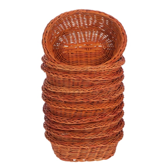 TITINICE Natural Rattan Bread Basket, Brown, Hand Woven for Storage - 10Pcs